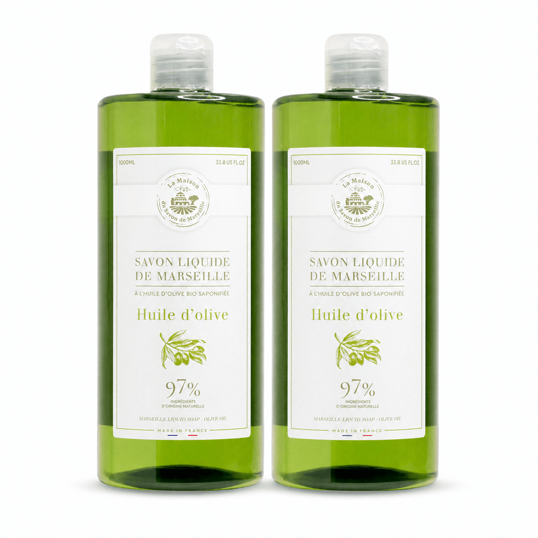 Duo de Savons Liquides de Marseille à l’Huile d’Olive 1L