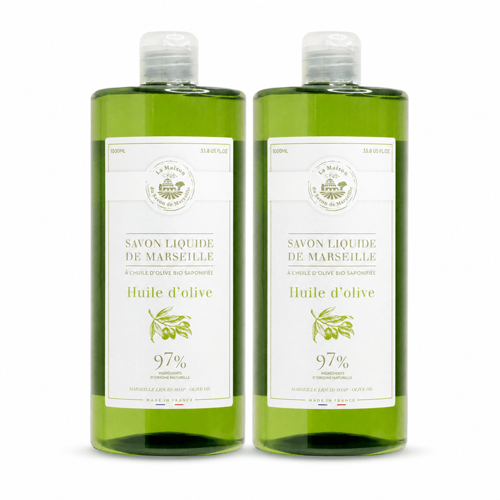 Duo de Savons Liquides de Marseille à l’Huile d’Olive 1L