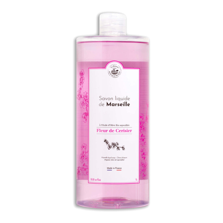 Cherry Blossom Marseille Liquid Soap Refill Cherry Blossom 1L Family Size | La Maison du Savon de Marseille