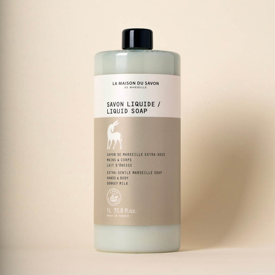 Front View Product Shot: Marseille Liquid Soap with Donkey Milk Refill – 1 L | La Maison du Savon de Marseille