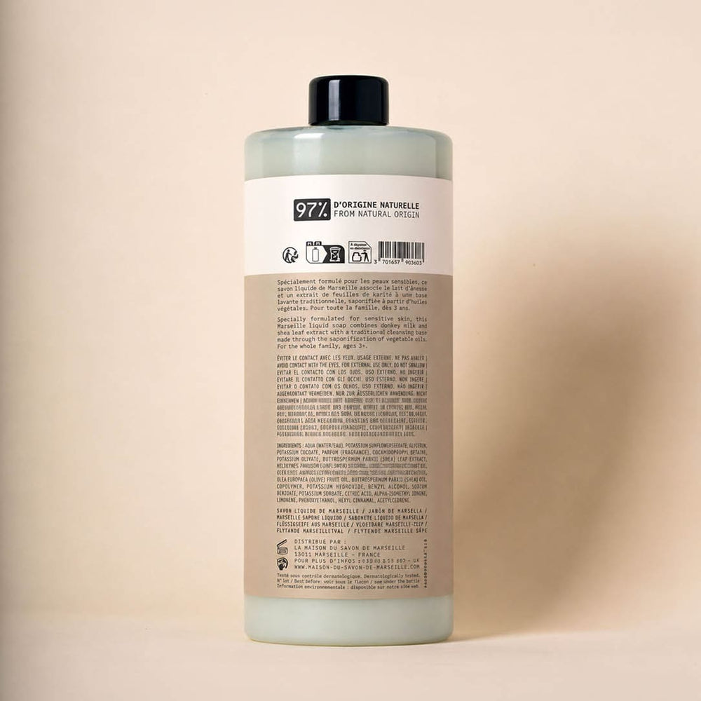 Rear View Product Shot: Marseille Liquid Soap with Donkey Milk – 1 L | La Maison du Savon de Marseille