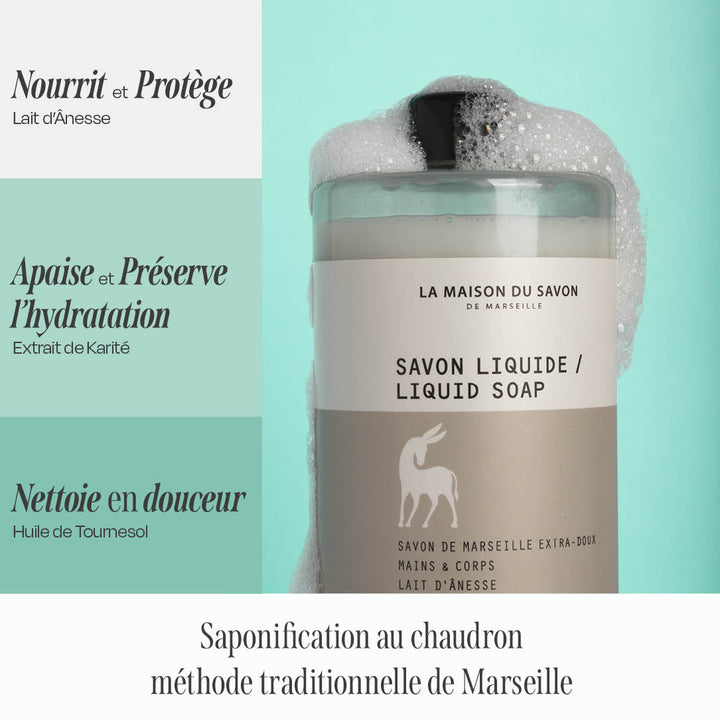 Benefits of Marseille Liquid Soap with Donkey Milk – 1 L | La Maison du Savon de Marseille