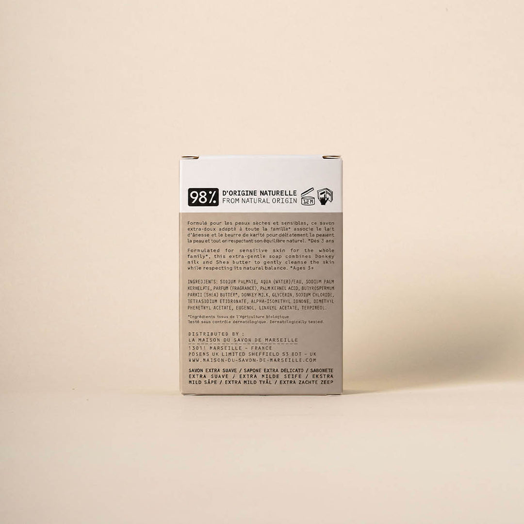 Rear View Product Shot: Extra-Mild Donkey Milk Soap - 115 g | La Maison du Savon de Marseille