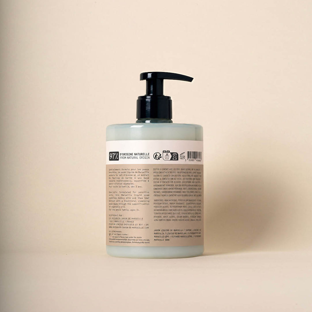 Back View Product Shot: Extra-Mild Marseille Liquid Soap with Donkey Milk – 500 ml | La Maison du Savon de Marseille