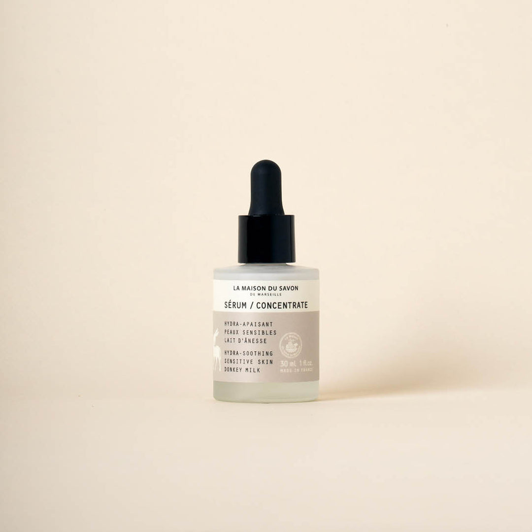 Front-View Product Shot: Hydra-Soothing Face Serum with Donkey Milk – 30 ml | La Maison du Savon de Marseille