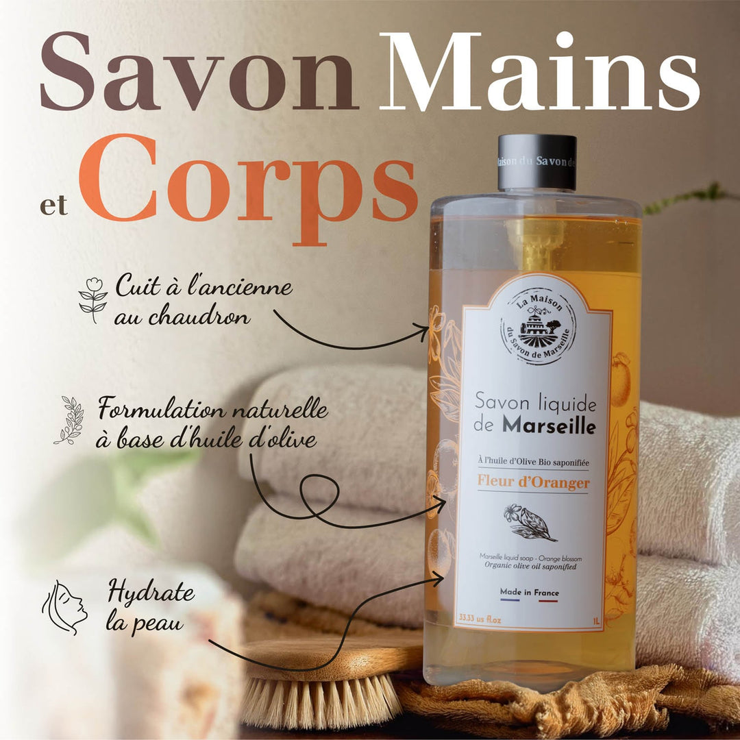 Recharge de Savon Liquide de Marseille - Fleur d'oranger 1L La Maison du Savon de Marseille Recharge de Savon Liquide de Marseille - Fleur d'oranger 1L La Maison du Savon de Marseille