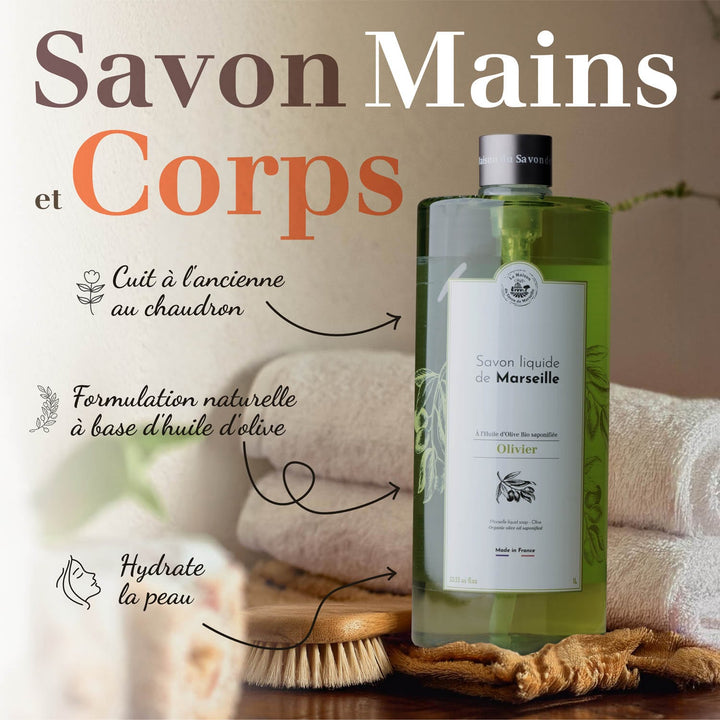 Flüssige Savon de Marseille mit Olivenbaumduft Format 1L