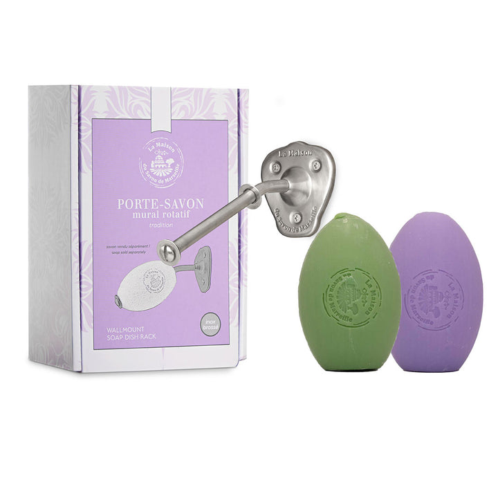 Wall-mounted Brushed Stainless Steel Soap Dish + 2 School Soaps 270G