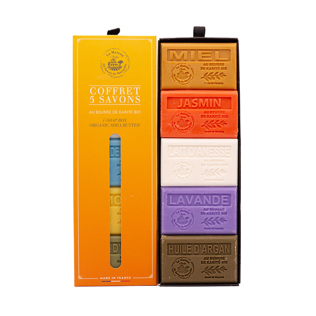 Set of 5 solid soaps enriched with shea butter 60g