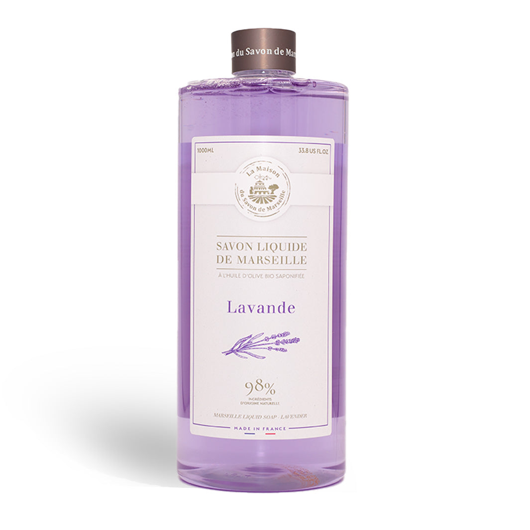 Liquid Marseille soap cube dispenser - Black + 4 refills of 1L liquid Marseille soap: Argan oil, Lavender, Fig, Monoï