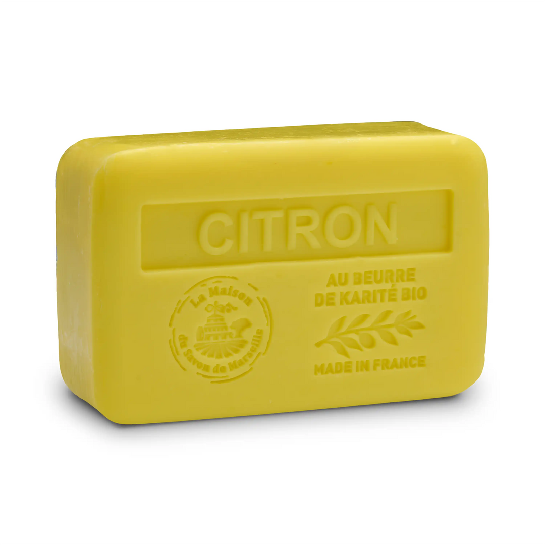 Lemon-scented solid soap - With organic shea butter 250g (wrapped)