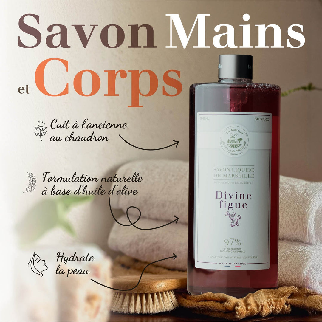 Fig-scented liquid Marseille soap 1L size