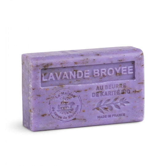 Exfoliating solid soap with lavender