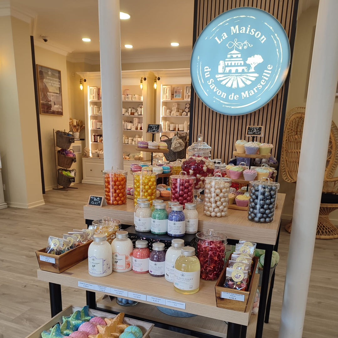 Interior of the La Maison du Savon de Marseille store in Sens