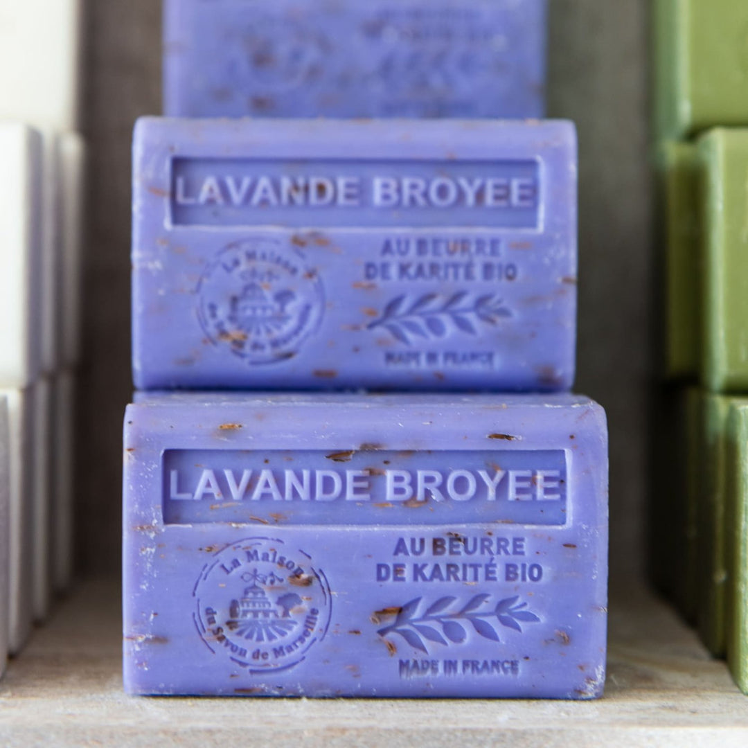 Natural exfoliating soap with crushed lavender