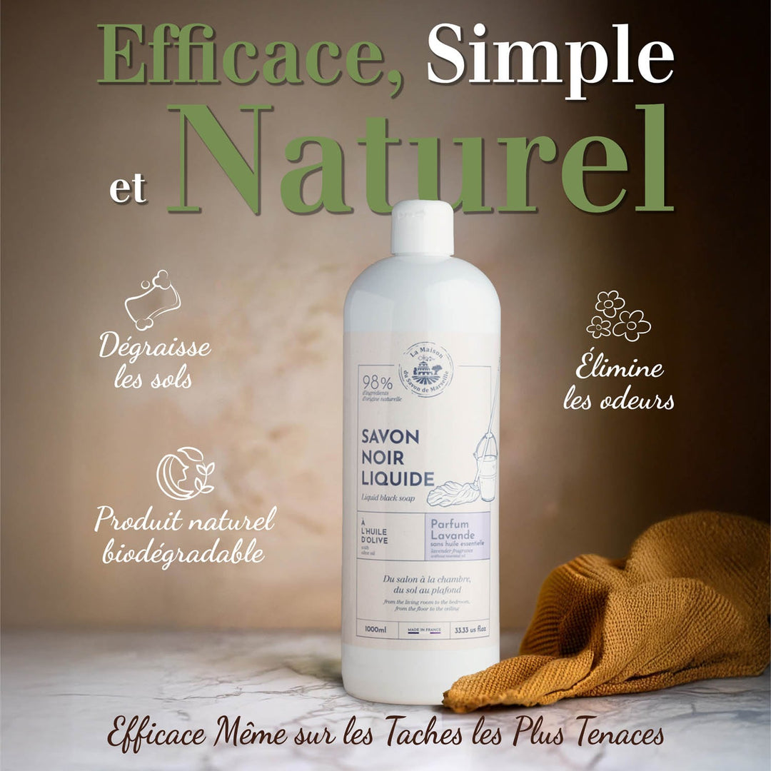 Liquid black soap for delicate floors