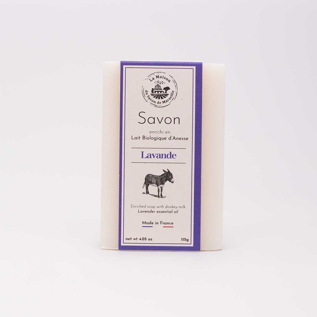 Jabón sólido enriquecido con leche de burra - Lavanda 115g