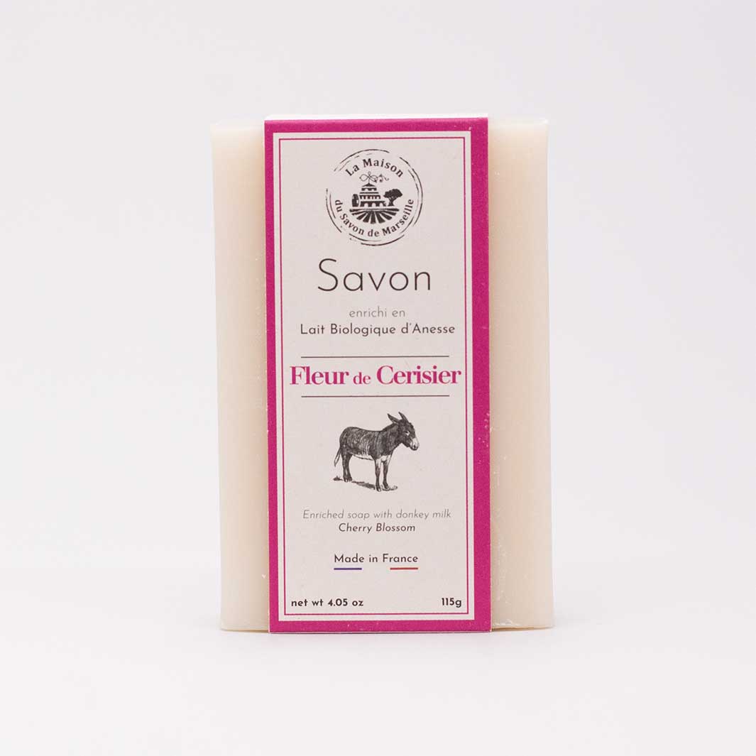 Jabón sólido enriquecido con leche de burra - Flor de cerezo 115g