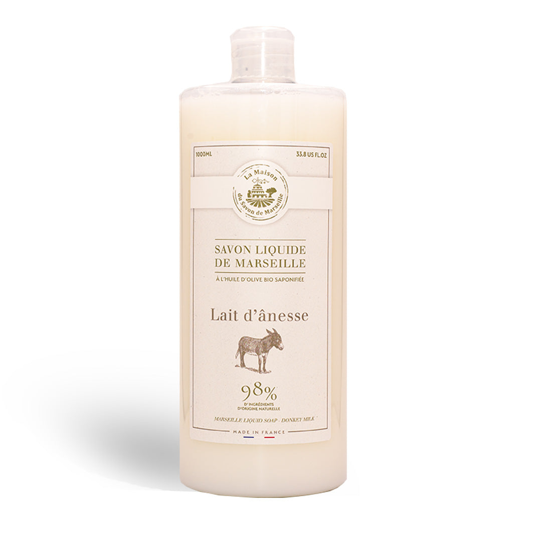 Jabón Líquido de Marsella en Pastilla - Marfil + 2 Recambios de Jabón Líquido de Marsella - Leche de Burra 1l