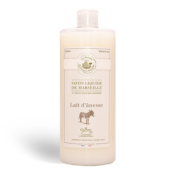 Jabón Líquido de Marsella en Pastilla - Marfil + 2 Recambios de Jabón Líquido de Marsella - Leche de Burra 1l