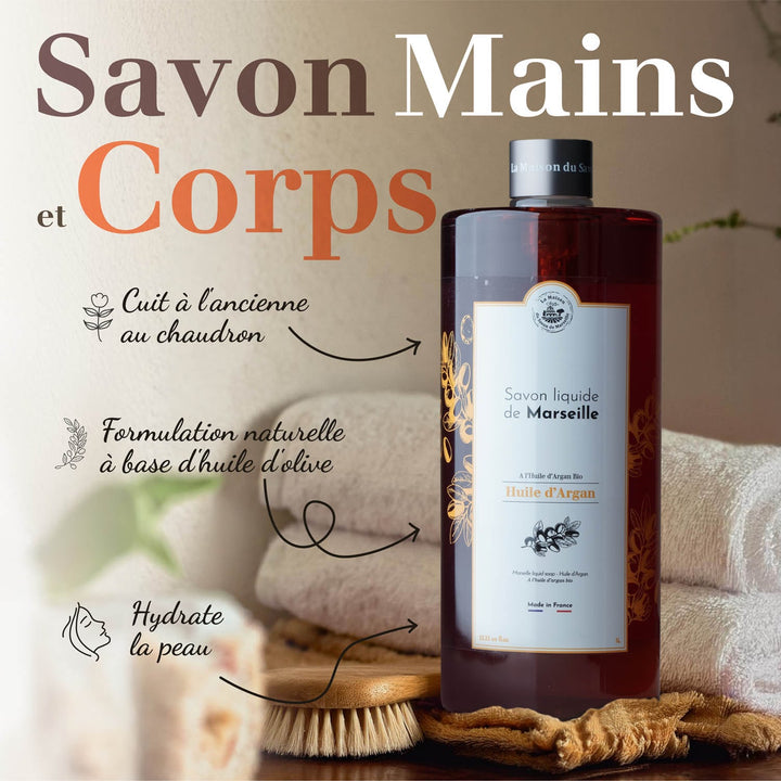 Jabón líquido de Marsella con aceite de argán 1L