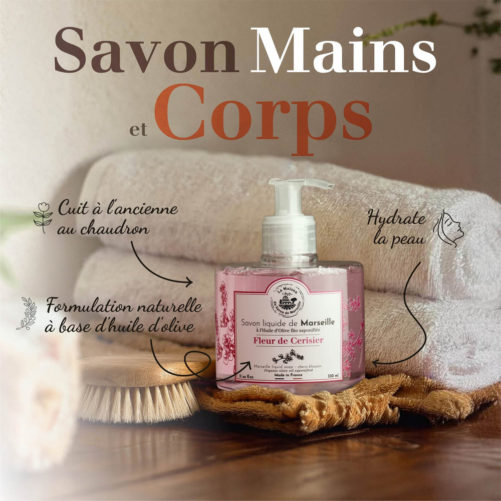 Jabón líquido de Marsella Flor de Cerezo 330ml para manos y cuerpo